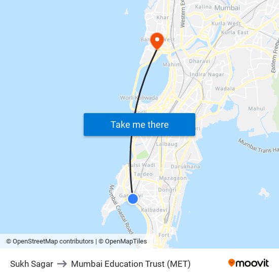 Sukh Sagar to Mumbai Education Trust (MET) map