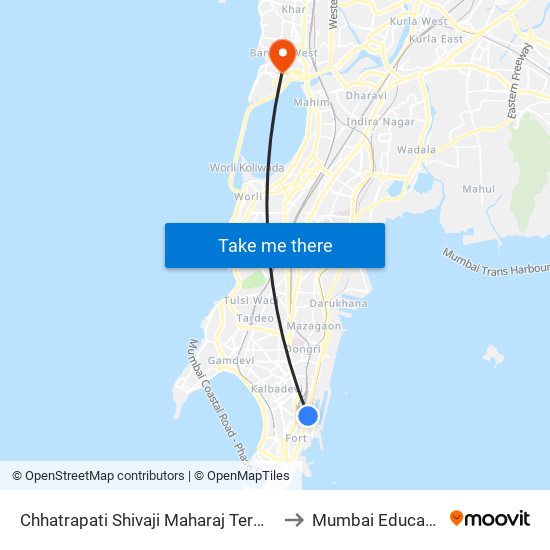 Chhatrapati Shivaji Maharaj Terminus (Railway Accident Court) to Mumbai Education Trust (MET) map
