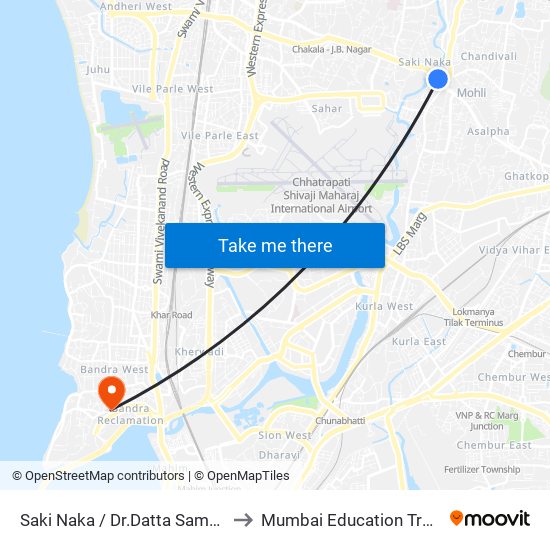 Saki Naka / Dr.Datta Samant Chowk to Mumbai Education Trust (MET) map