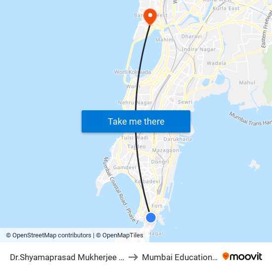 Dr.Shyamaprasad Mukherjee Chowk (Museum) to Mumbai Education Trust (MET) map