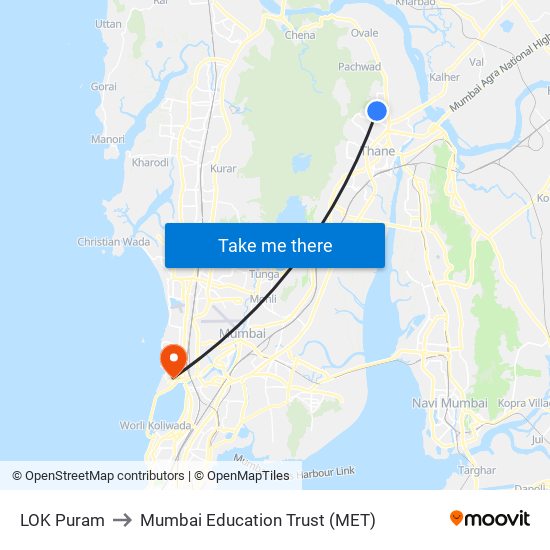 LOK Puram to Mumbai Education Trust (MET) map