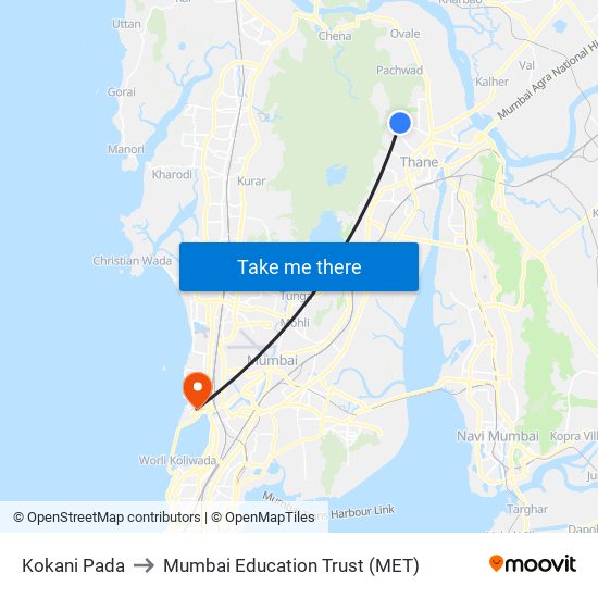 Kokani Pada to Mumbai Education Trust (MET) map