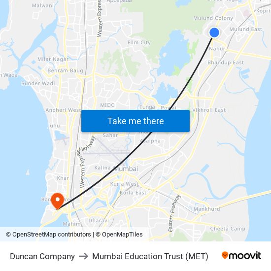 Duncan Company to Mumbai Education Trust (MET) map