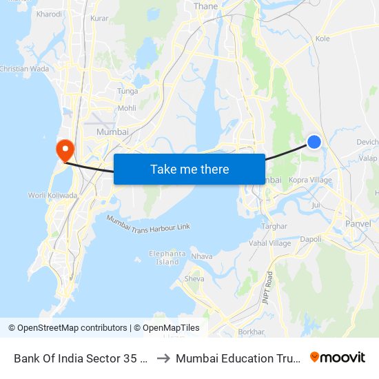 Bank Of India Sector 35 Kharghar to Mumbai Education Trust (MET) map