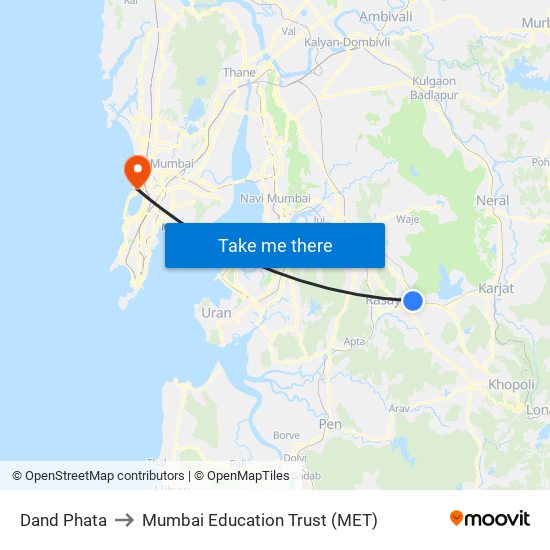 Dand Phata to Mumbai Education Trust (MET) map