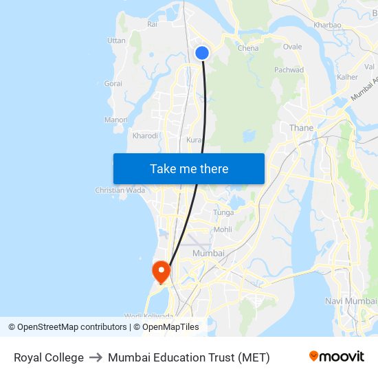 Royal College to Mumbai Education Trust (MET) map