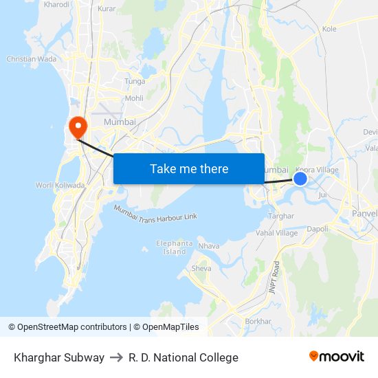 Kharghar Subway to R. D. National College map