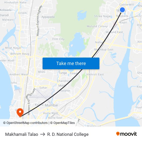 Makhamali Talao to R. D. National College map