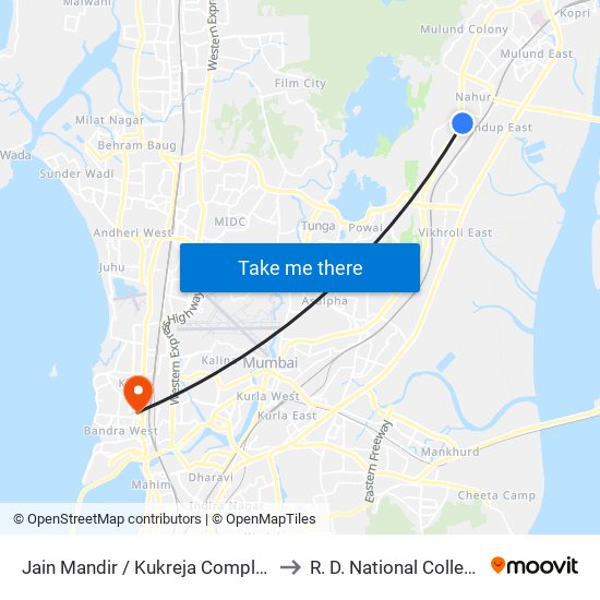 Jain Mandir / Kukreja Complex to R. D. National College map