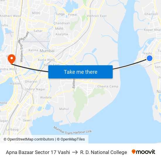 Vashi Sector-17/01 / Apna Bazar to R. D. National College map