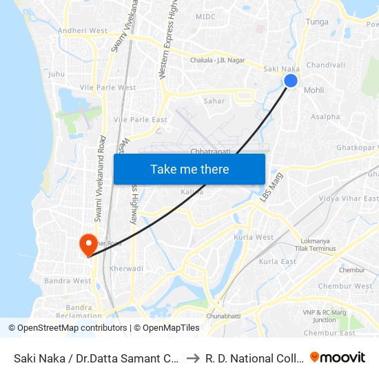 Saki Naka / Dr.Datta Samant Chowk to R. D. National College map