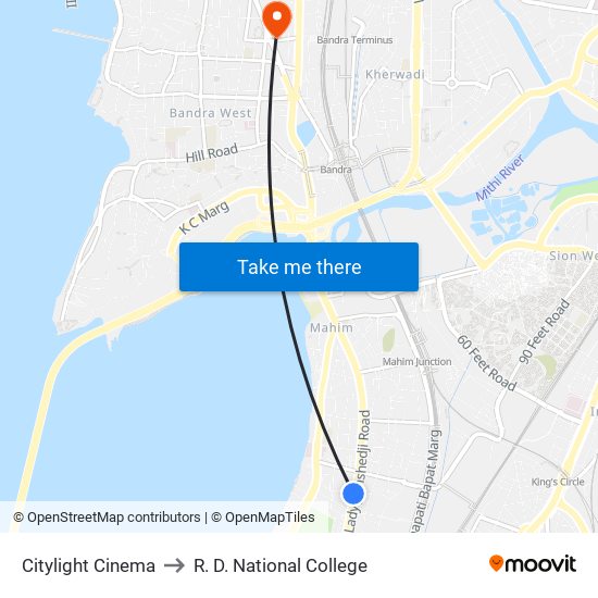 Citylight Cinema to R. D. National College map