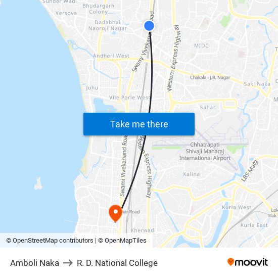 Amboli Naka to R. D. National College map