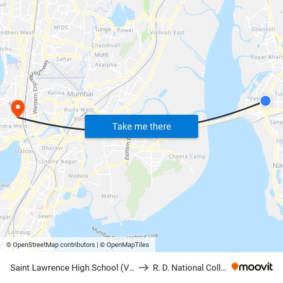 Saint Lawrence High School (Vashi) to R. D. National College map