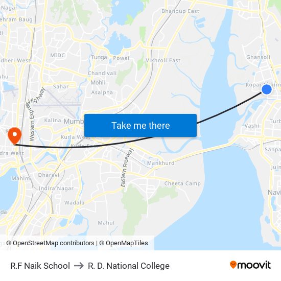 R.F Naik School to R. D. National College map