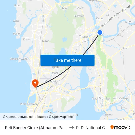 Reti Bunder Circle (Atmaram Patil Chowk) to R. D. National College map