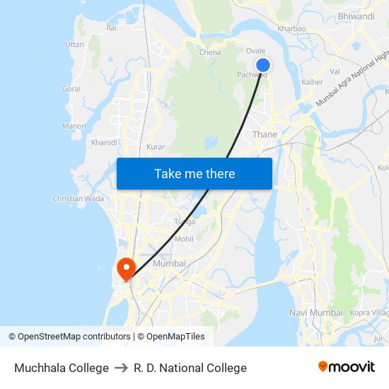 Muchhala College to R. D. National College map