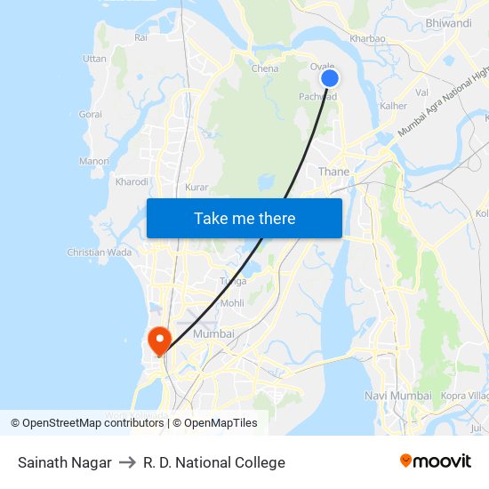 Sainath Nagar to R. D. National College map