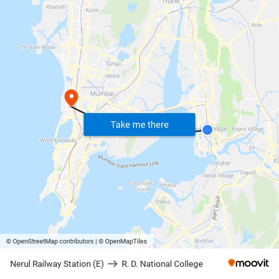 Datta Mandir Nerul (E) to R. D. National College map