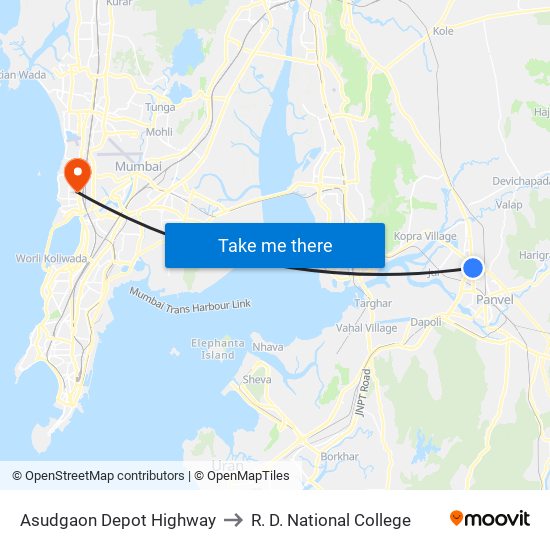 Asudgaon Depot Highway to R. D. National College map