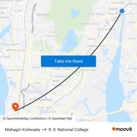 Mahagiri Koliwada to R. D. National College map