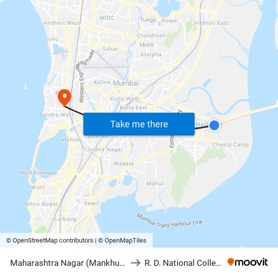 Maharashtra Nagar (Mankhurd) to R. D. National College map