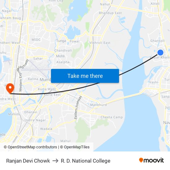 Ranjan Devi Chowk to R. D. National College map