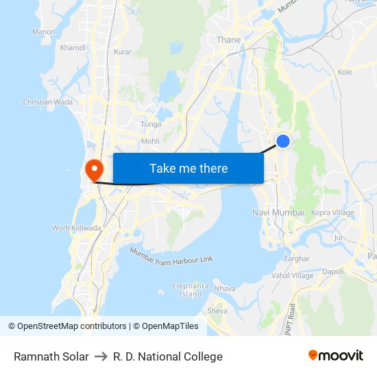 Ramnath Solar to R. D. National College map