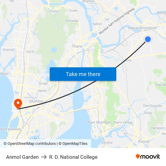 Anmol Garden to R. D. National College map