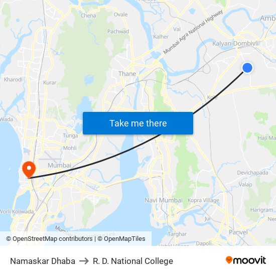 Namaskar Dhaba to R. D. National College map