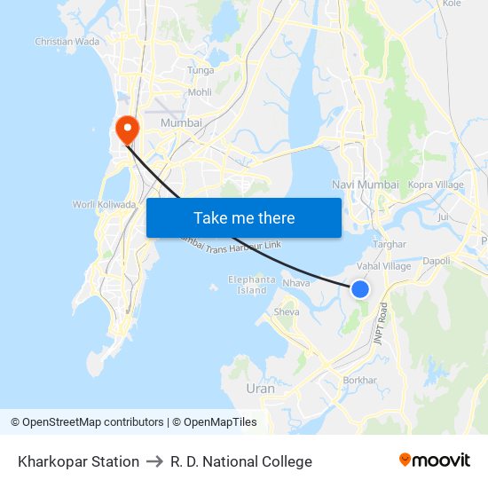 Kharkopar Station to R. D. National College map