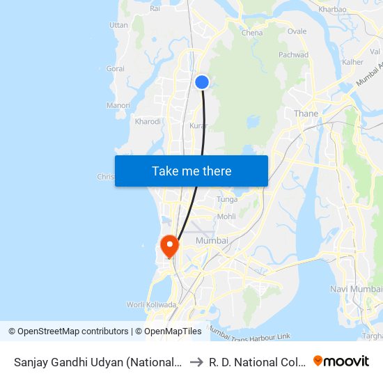 Sanjay Gandhi Udyan (National Park) to R. D. National College map