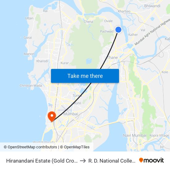 Hiranandani Estate to R. D. National College map