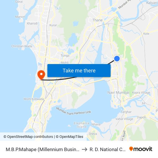M.B.P.Mahape (Millennium Business Park) to R. D. National College map