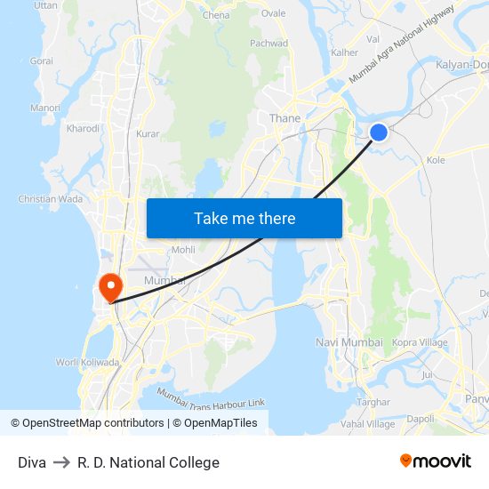Diva to R. D. National College map