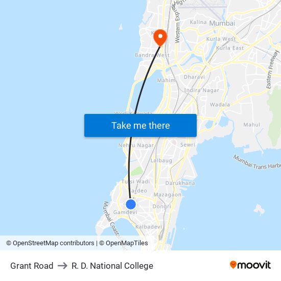 Grant Road to R. D. National College map