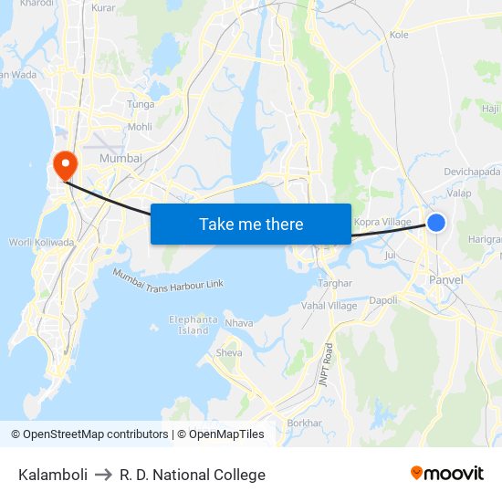 Kalamboli to R. D. National College map