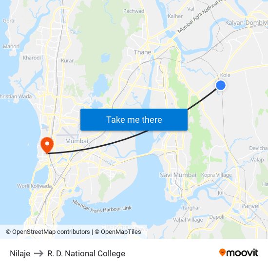 Nilaje to R. D. National College map