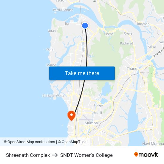 Shreenath Complex to SNDT Women's College map