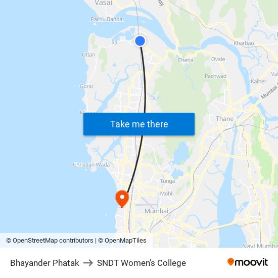 Bhayander Phatak to SNDT Women's College map