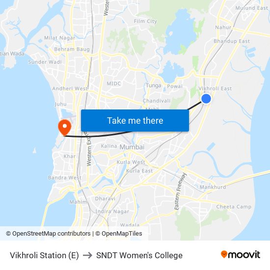 Vikhroli Station (E) to SNDT Women's College map