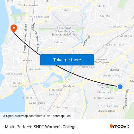 Maitri Park to SNDT Women's College map