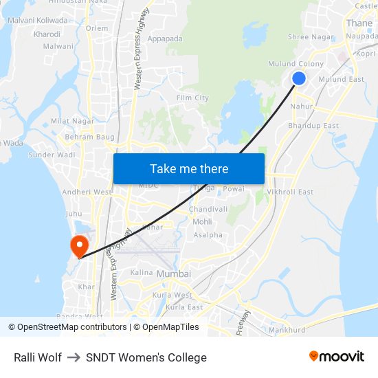 Ralli Wolf to SNDT Women's College map