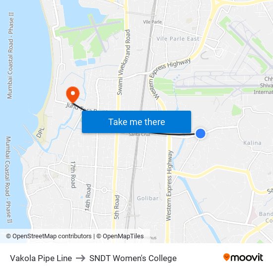 Vakola Pipe Line to SNDT Women's College map