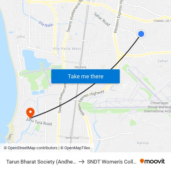 Tarun Bharat Society (Andheri-E) to SNDT Women's College map