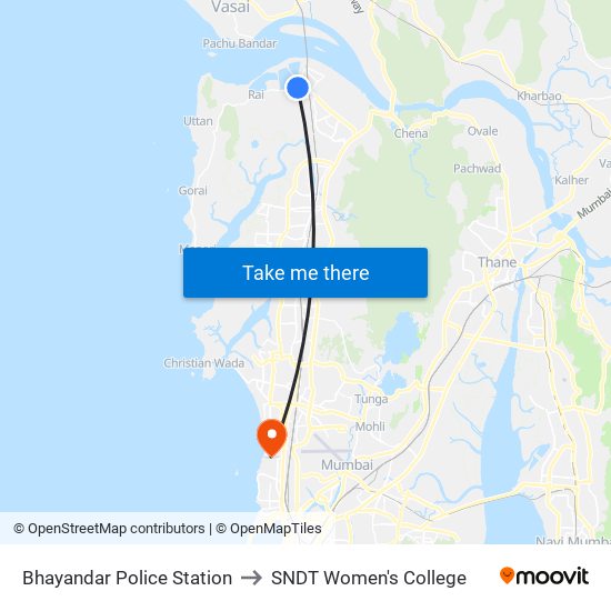 Bhayandar Police Station to SNDT Women's College map