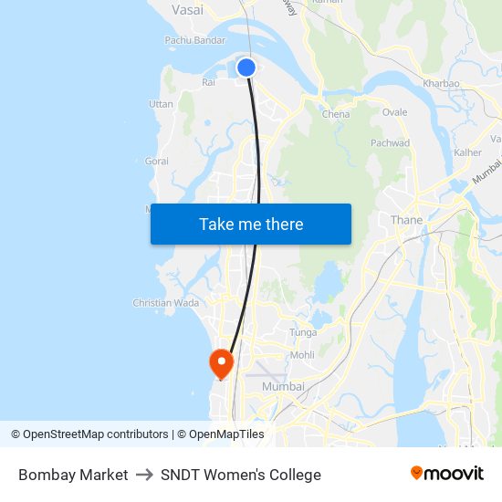 Bombay Market to SNDT Women's College map