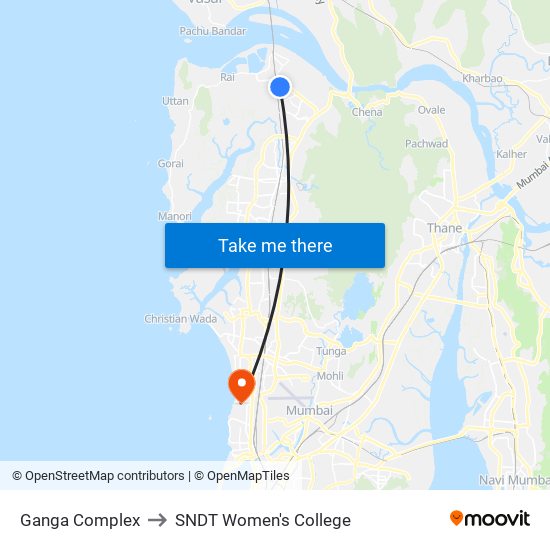 Ganga Complex to SNDT Women's College map