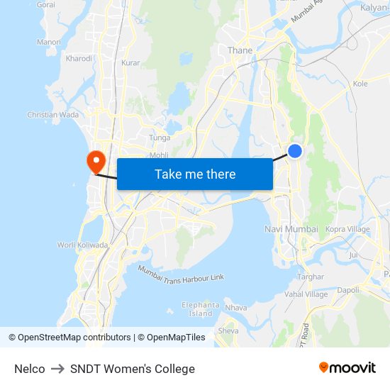 Nelco to SNDT Women's College map