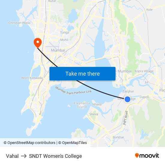 Vahal to SNDT Women's College map